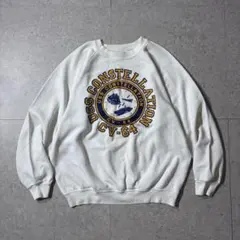USA製90s SANTEEプリントスウェット海軍空母U.S.NAVY短丈