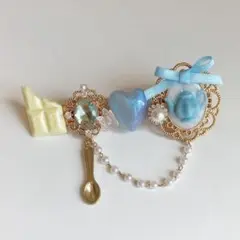 ティータイムヘアクリップ(ブルー)
