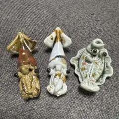 イカと魚の形状の箸置き3個セット