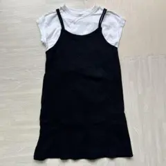 ホワイトTシャツ＆ブラックキャミワンピースセットのサムネイル