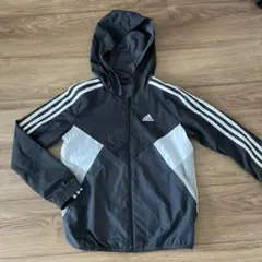 adidas フード付きジャケット 黒/グレー