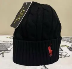 【新品】Ralph Laurenニットキャップ　ブラック　タグ付き