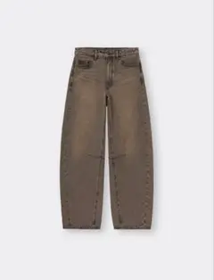 ジーユー　バレルレッグジーンズ丈長め 37BROWN