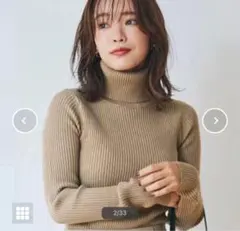 coca コカ 新品 極厚ニット タートルネック 細リブ ベージュ