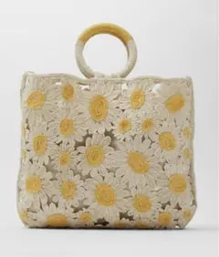 ZARA ザラ　花柄模様　クロシェット　トートバッグ　ショルダーバッグ