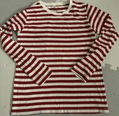 無印良品　赤と白のストライプ 長袖カットソー 150