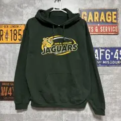 JAGUARS カレッジプリント パーカー グリーン M相当 フーディー 古着