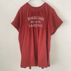SM2 シャーリング　ロゴプリント　Tシャツ レッド　赤 フレンチスリーブ