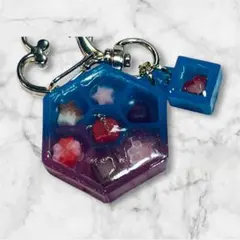 レジンチャーム　青紫 シマエナガ桜模様