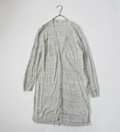 MUJI 無印良品 リネンVネックロングカーディガン M グレー 麻100%