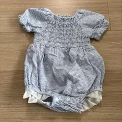 バースデイcottoli ギンガムチェックロンパース80