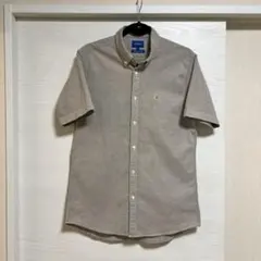 ビームス 日本製生地 半袖オックスフォードシャツL グレージュ ワンポイント刺繍のサムネイル