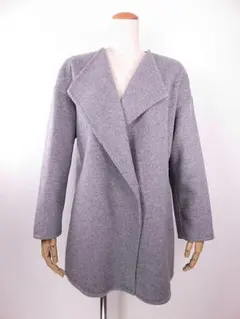 【値下げ】美品　ユニクロ　UNIQLO　ノーカラーハーフコート　ライトグレー　M