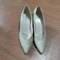unity パンプス ゴールド ラメ 22.5cm