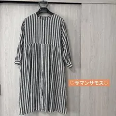 ✨サマンサモスモス✨ストライプ チュニック シャツワンピース　コットンリネン　Ｆ