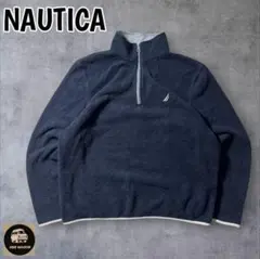 NAUTICAノーティカ ハーフジップ刺繍ロゴフリース無地Y2K紺Y21