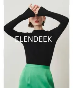 ELENDEEK ハイネックリブベルスリーブニット 黒
