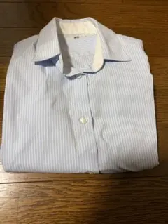 UNIQLO シャツ　 S 長袖　ストライプ　水色