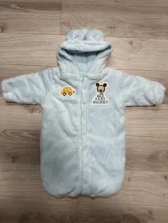 ミッキー 70サイズ おくるみ 水色 アウター ベビーアウター