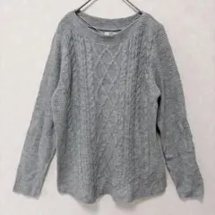 Croft&Barrow ケーブルニット セーター グレー ボートネック S