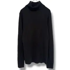 GU ジーユー リブ タートルネック ニット セーター ブラック 黒 L