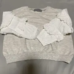 しまむら ガールズ袖切替レーススウェット 120cm