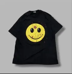 80'sフルーツオブザルームタグ　90s ぶち抜きスマイル tシャツ Lのサムネイル