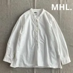 美品✨MHL. コットン バンドカラー シャツ ブラウス ホワイト 洗える