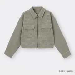 GU チェッククロップドシャツジャケット M