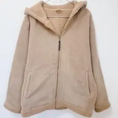 フリース ジャケット 【L】ボア パーカー ジップアップ ベージュ カジュアル