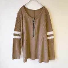 SHEIN CURVE ワッフル地 ハーフジップ 長袖 1XL ゆったりのサムネイル