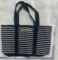 【BEAMS ボーダー トートバッグ ブラック】