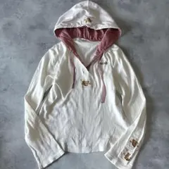 ピンクハウス　パーカー　Tシャツ　ギンガムチェック　くまワッペン　長袖　白