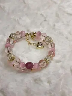 ガラスビーズ、菩提ビーズ　2連ブレスレット