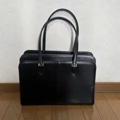 【美品】はるやま　viviコラボ　リクルートバック　黒レザー　ドット柄　大容量