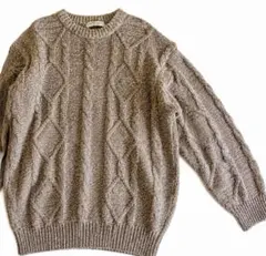ヒロココシノ 厚手 ケーブル編みニット ロング丈 ブラウン Ｌ ゆったりのサムネイル