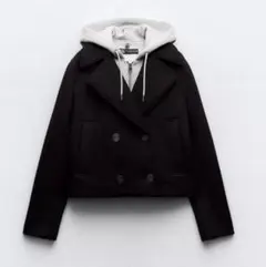 新品！ZARA フードレイヤードクロップドジャケット　Sサイズ
