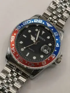 【新品】CURDDEN メンズ 腕時計クォーツ 青と赤のペプシ カラーのサムネイル