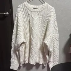 RAGEBLUE ケーブルニットセーター L アイボリー