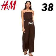 H&M プリーツ チューブトップ オールインワン ジャンプスーツ ブラウン Mのサムネイル