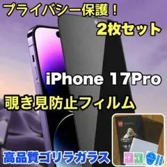 ２枚セット！プライバシー保護iPhone 17Pro覗き見防止強化ガラスフィルム