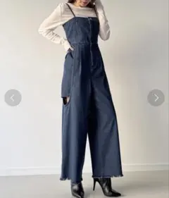 ジュノア デニムオールインワン サロペット XL 大きいサイズ カットオフブルーのサムネイル