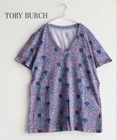 トリーバーチ ピマコットン 総柄 Vネック 半袖Tシャツ Mのサムネイル