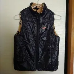 DOUBLE.Ｂ リバーシブル ベスト130 濃紺×茶色に★柄