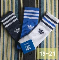 アディダス オリジナルス クルーソックス 3P 靴下 19-21 新品 青白紺