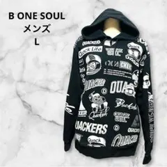 B ONE SOUL DUCK DUDE 総柄パーカー L ブラック　メンズ