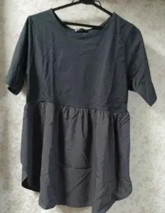 【新品】elveoce DEUX 半袖　切り替えカットソー　チャコールのサムネイル