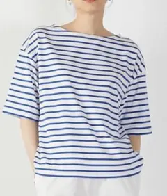MELROSE claire ボーダー ボートネック 半袖 Tシャツ カットソーのサムネイル