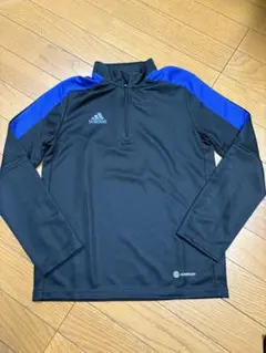 adidas ハーフジップジャージ 黒/青　140