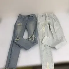 rienda リエンダ　ダメージデニムパンツ　デニムスキニーパンツ　サイズ24